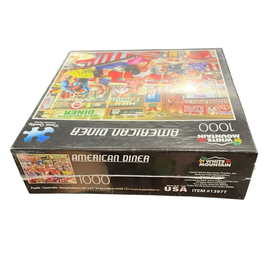 Retro American Diner Jigsaw Puzzle 1000 Pc 50s White Mountain Gift Collectible